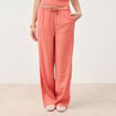 Pantalon large taille standard fluide rouge fonc&eacute; femme