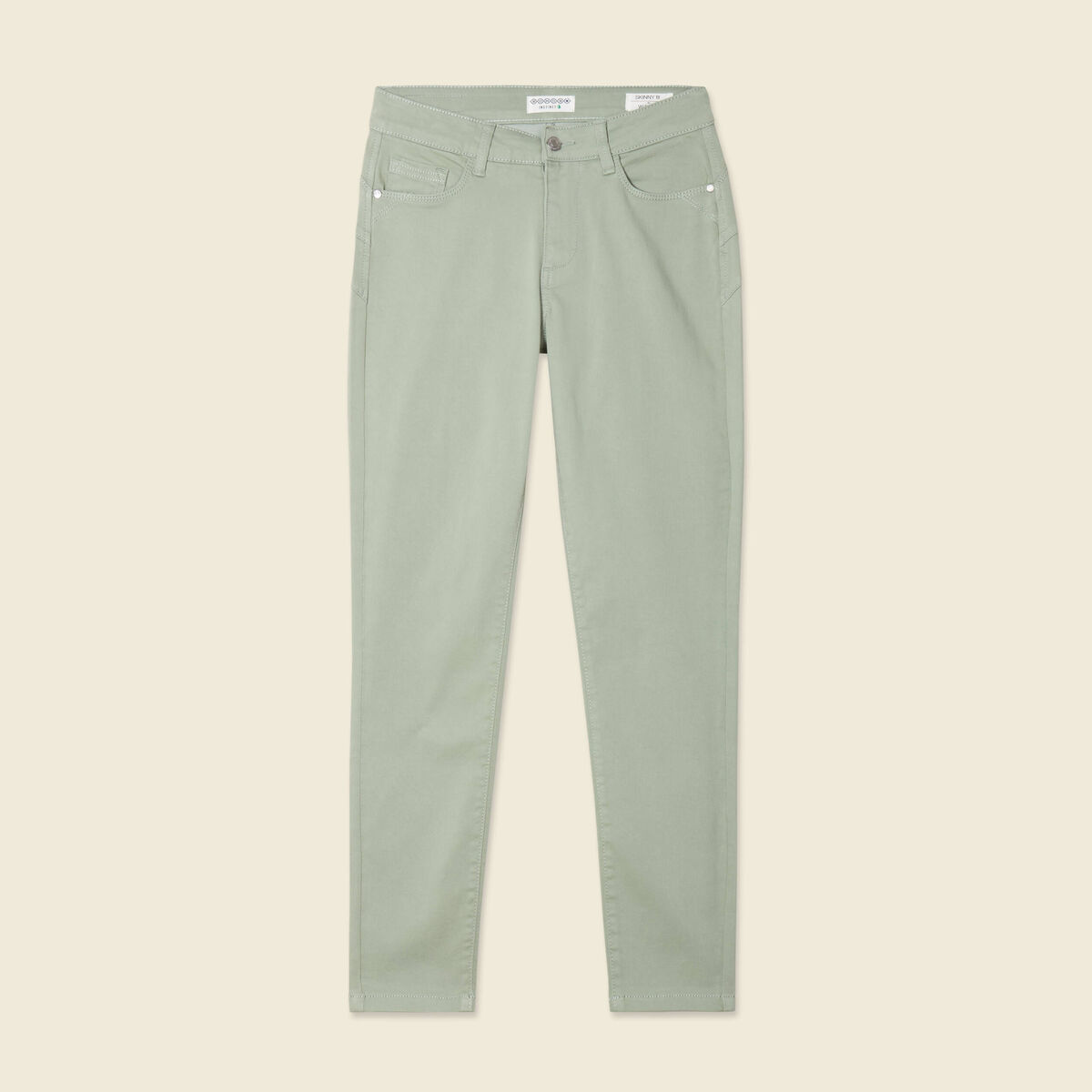 Pantalon skinny push-up 7/8ème vert olive femme
