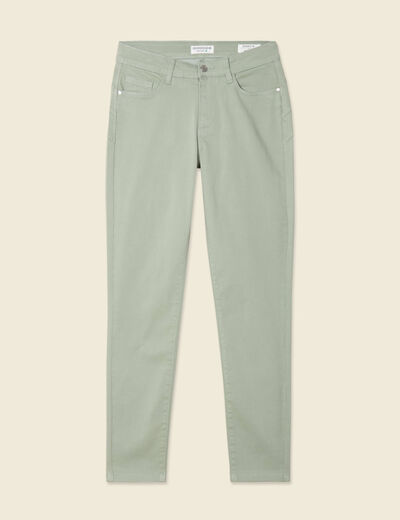 Pantalon skinny push-up 7/8ème vert olive femme