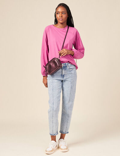T-shirt manches longues rose framboise femme