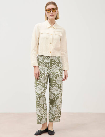 Veste courte boutonn&eacute;e ecru femme