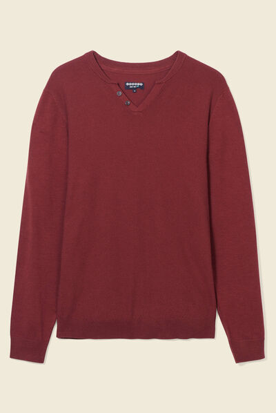 Pull manches longues bordeaux homme