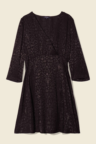 Robe évasée satin noir femme