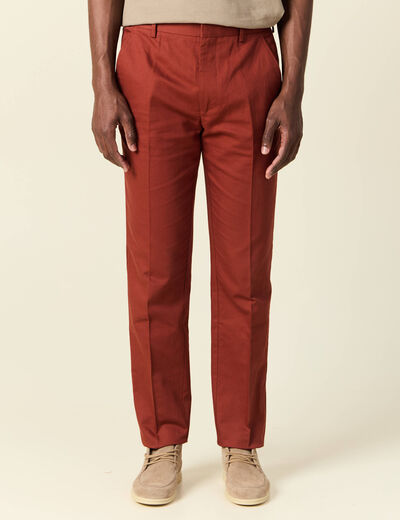 Pantalon chino marron cognac homme