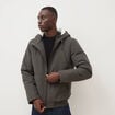 Parka courte &agrave; capuche vert kaki homme