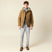 Parka droite mi-longue &agrave; capuche beige homme
