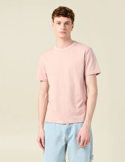 T-shirt en coton manches courtes rose pastel homme