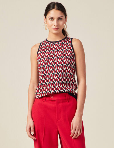 Pull débardeur dos ouvert bleu marine femme