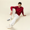 Pull fin col rond manches longues rouge fonc&eacute; homme