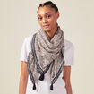 Foulard à franges bleu marine femme