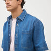 Chemise col am&eacute;ricain manches courtes denim stone homme