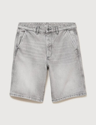 Bermuda en jean coton denim snow gris homme