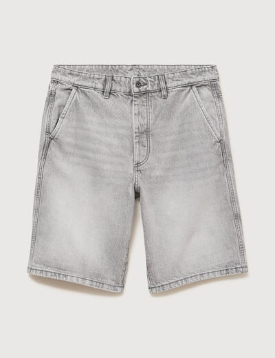 Bermuda en jean coton denim snow gris homme