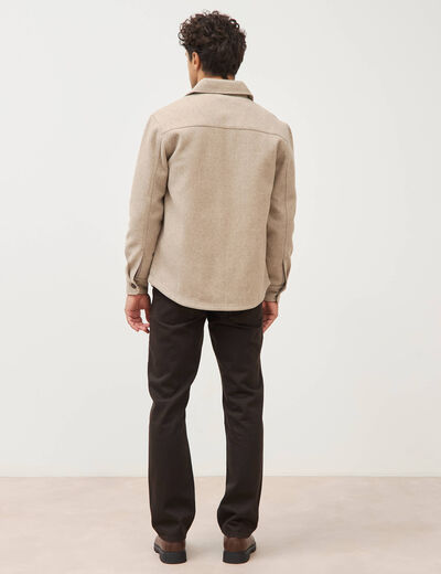 Surchemise boutonn&eacute;e beige homme