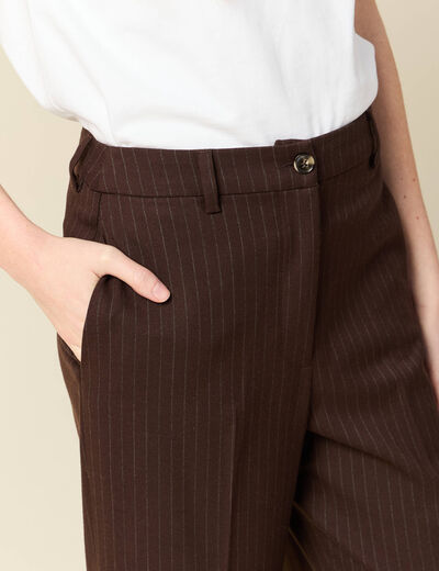 Pantalon taille haute marron fonc&eacute; femme
