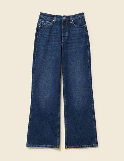 Jeans large taille haute denim brut femme