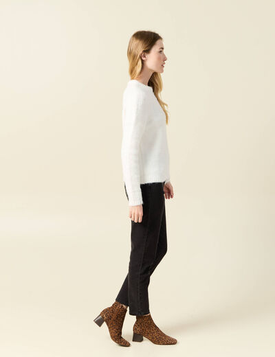 Pull manches longues ecru femme