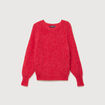 Pull manches longues col rond rouge fonc&eacute; femme
