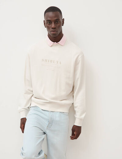 Sweat col rond manches longues gris clair homme