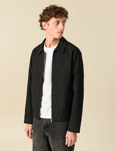 Blouson manches longues col classique noir homme