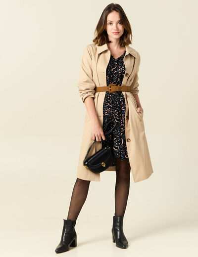 Robe évasée manches 3/4 noir femme