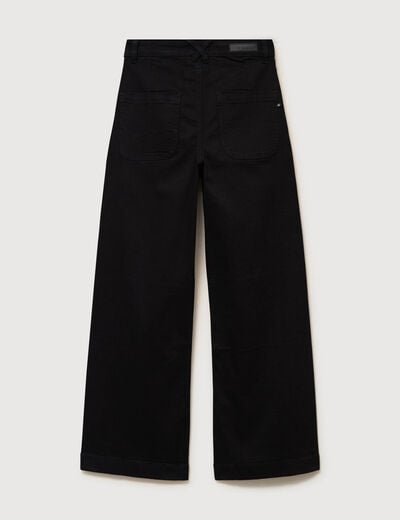 Jeans large taille haute denim noir femme