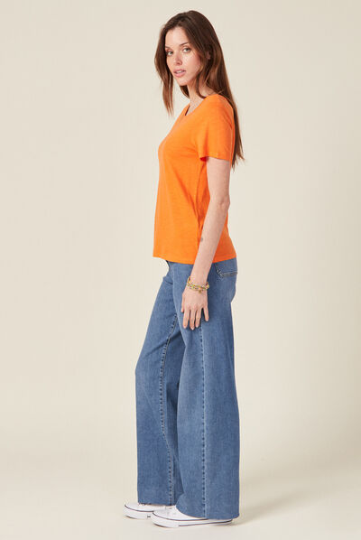 T-shirt éco-responsable orange femme