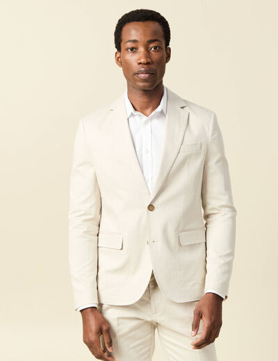 Blazer manches longues col classique sable homme