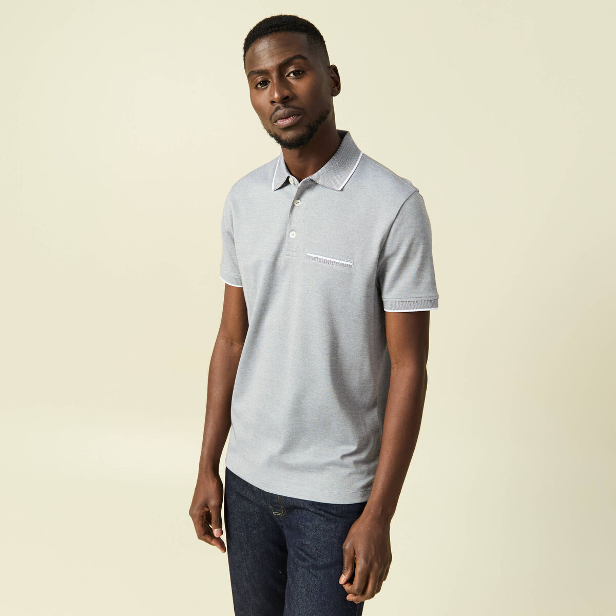 Polo manches courtes gris fonc&eacute; homme