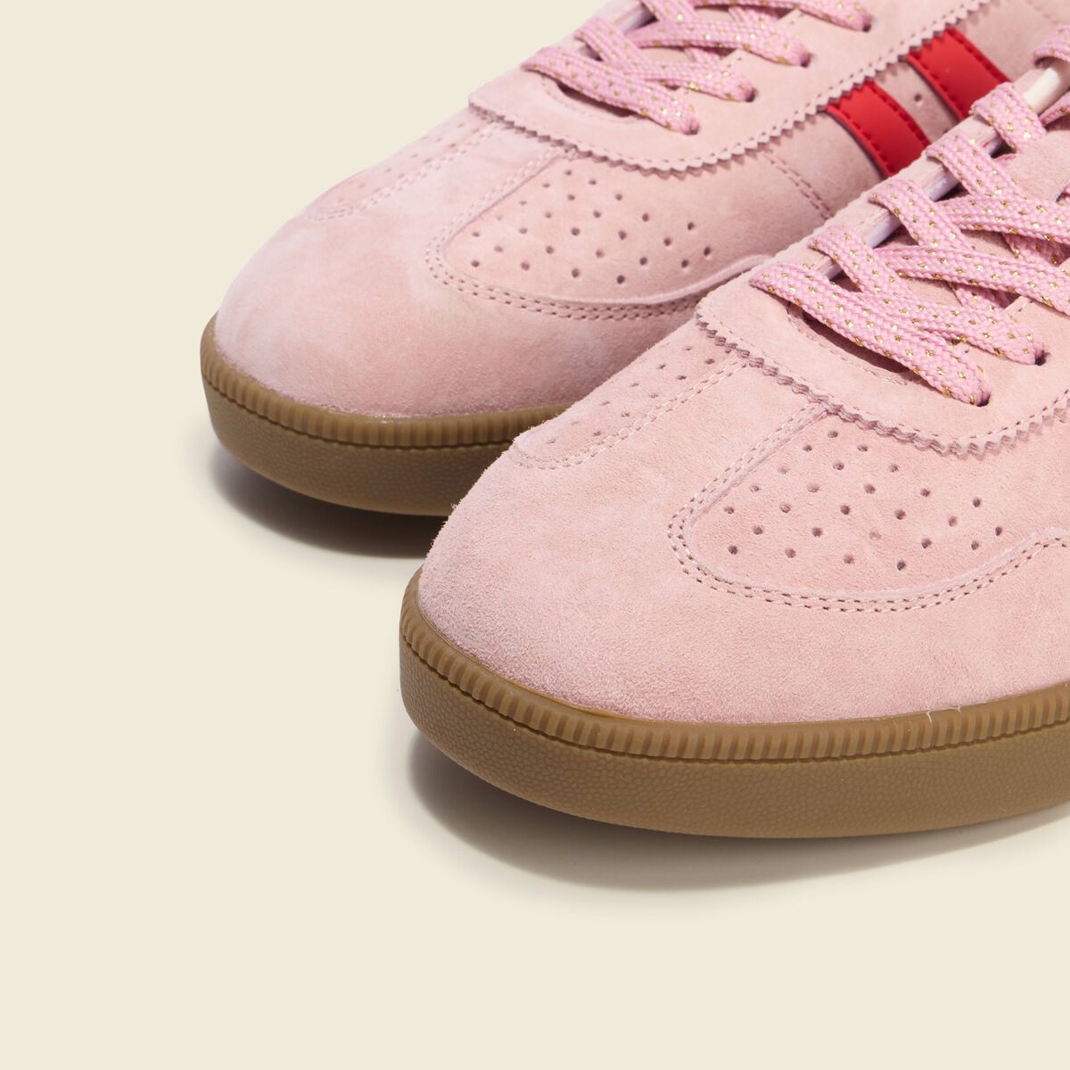 Basket en croute de cuir rose clair femme