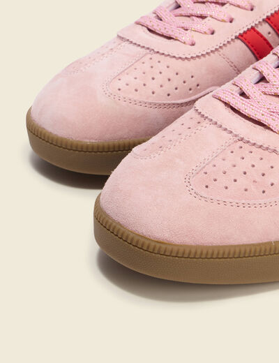 Basket en croute de cuir rose clair femme