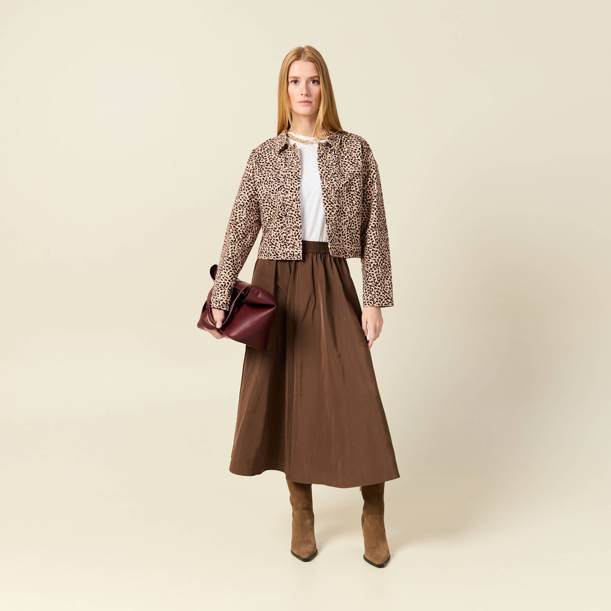 Jupe marron fonc&eacute; femme