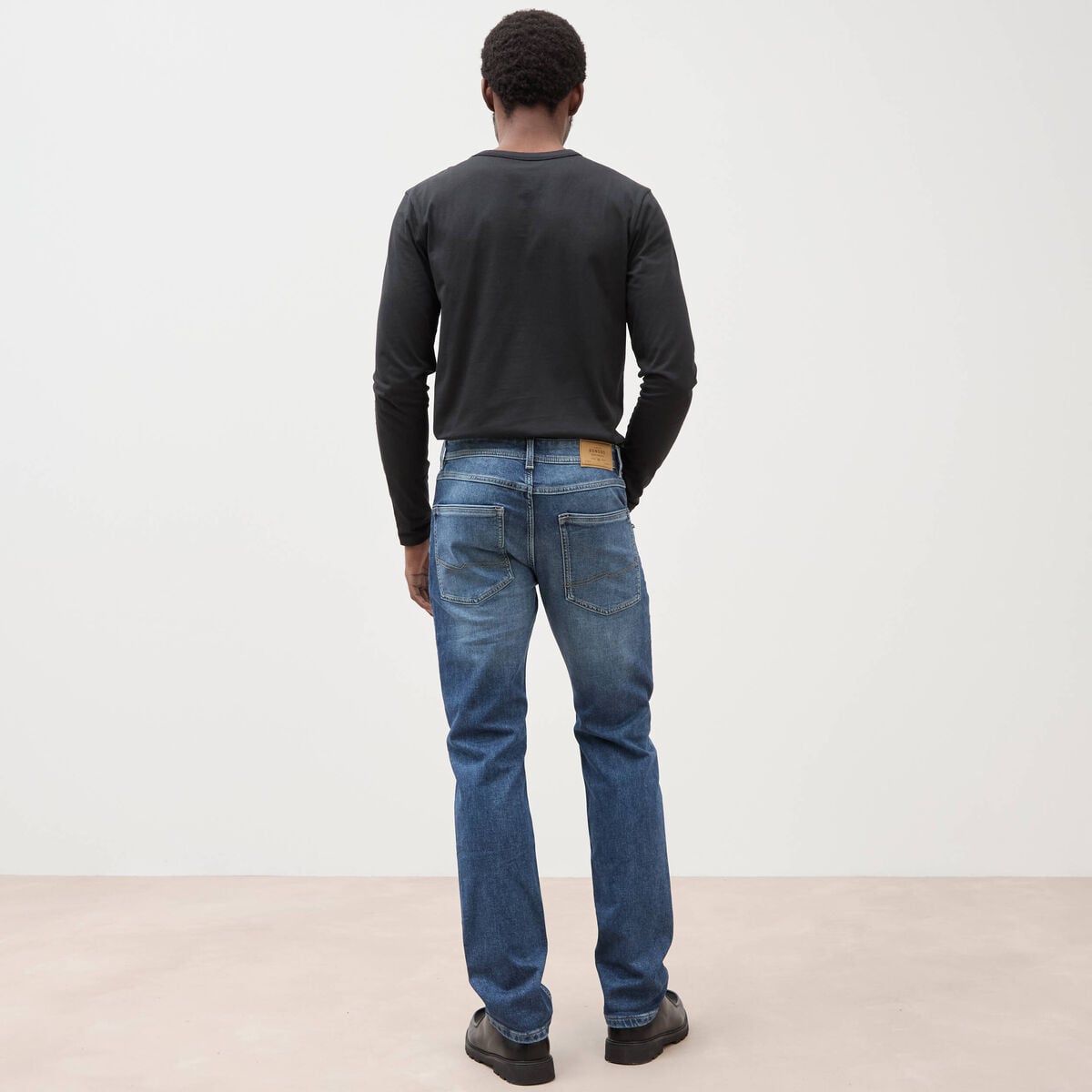 Jeans straight homme used L34 denim stone homme