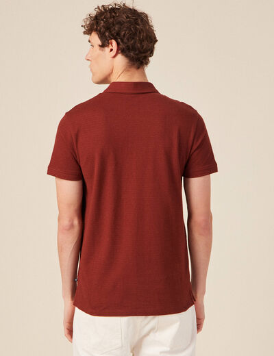 Polo éco-responsable marron cognac homme