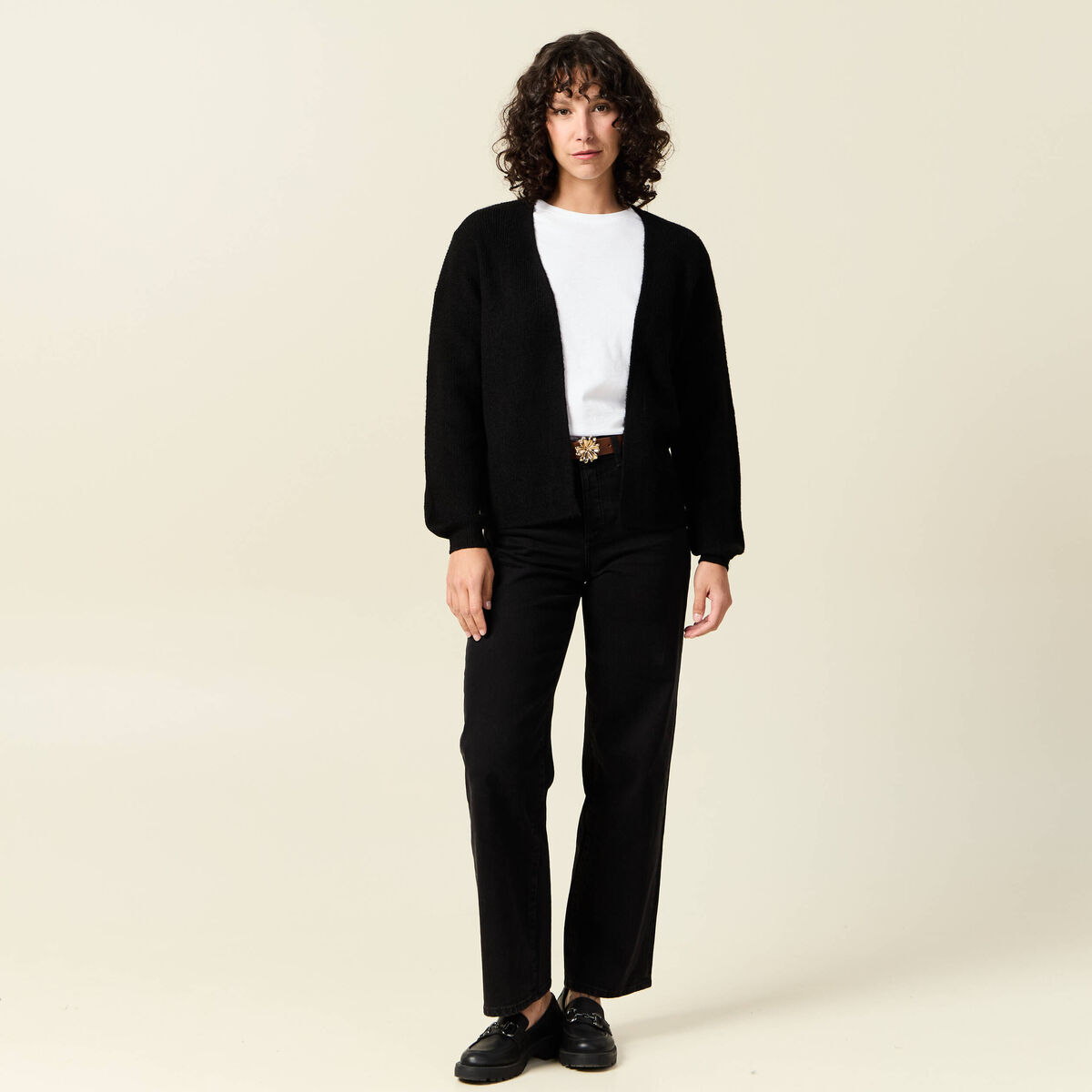 Gilet manches longues noir femme