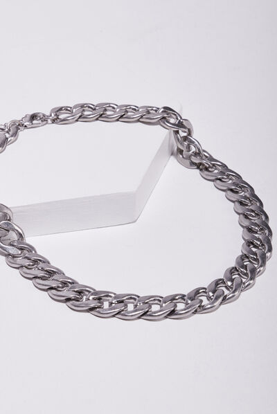 Collier chaîne gris argent femme