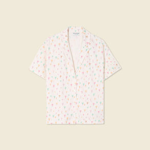 T-shirt manches courtes brodé blanc femme
