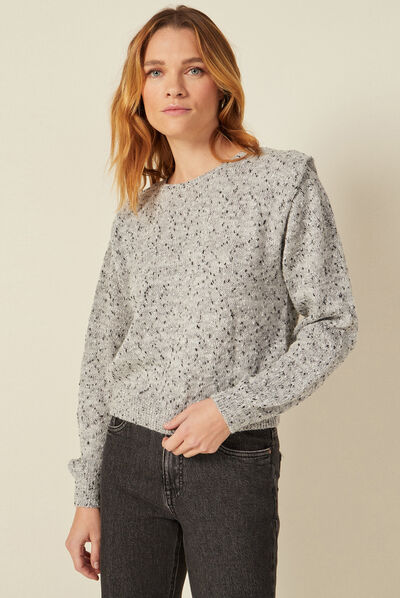 Pull manches longues gris clair femme