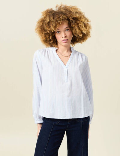 Blouse manches longues bleu ciel femme