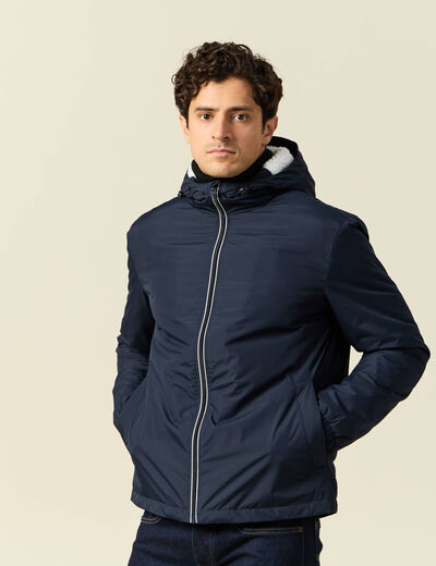 Parka courte droite effet polaire bleu marine homme
