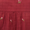 Chemise manches longues en coton brod&eacute;e bordeaux femme