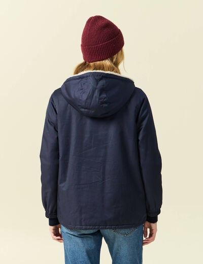 Parka r&eacute;versible bleu marine femme