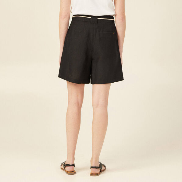Bermuda large ceinturé noir femme