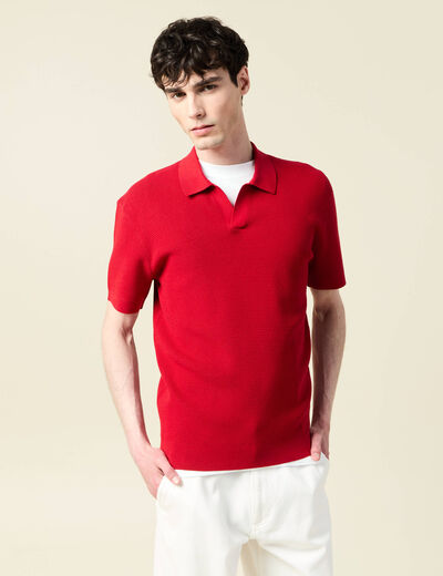 Polo cintr&eacute; manches courtes rouge fonc&eacute; homme