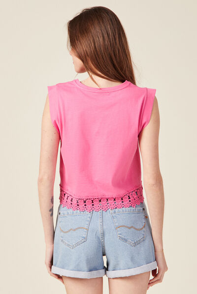 Débardeur bretelles larges rose fushia femme