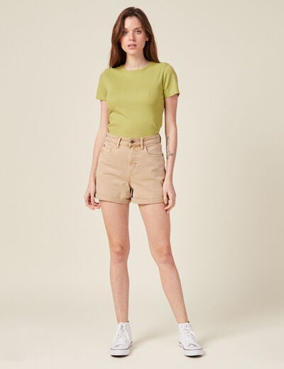 T-shirt manches courtes vert anis femme