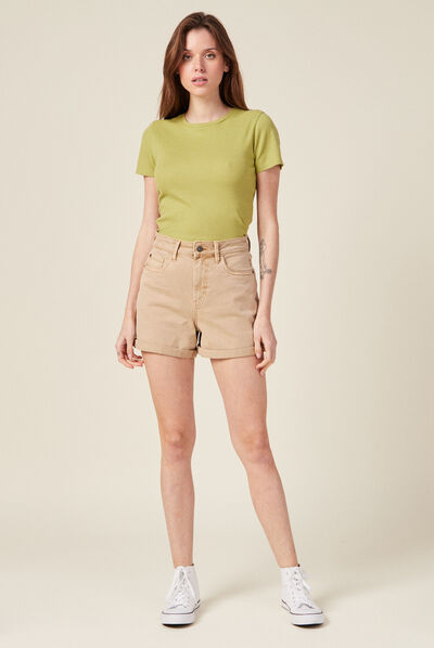 T-shirt manches courtes vert anis femme