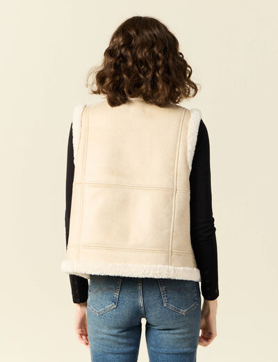 Veste suédine sans manches creme femme