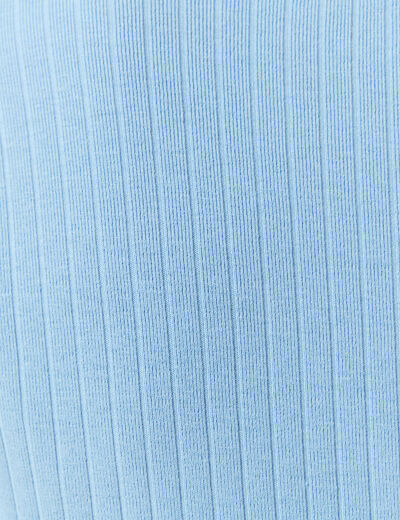T-shirt manches courtes côtelé bleu clair femme