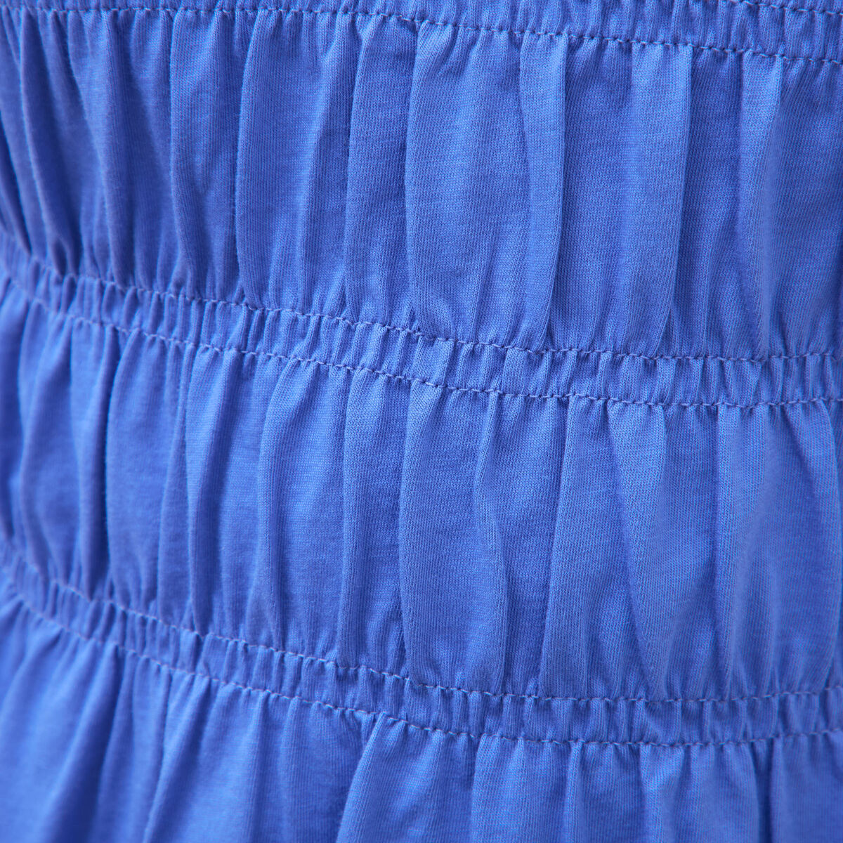 T-shirt fronc&eacute; col rond manches courtes bleu electrique femme